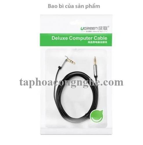 Ugreen 10760 3M Trắng Cáp âm thanh 2 đầu 3.5mm dương chữ L dây dẹt AV119 30010760